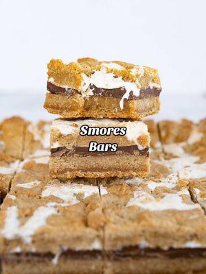 S’mores in cookie bar form? YES PLEASE! Less messy but just as delicious! 😋 Layers of graham cracker cookie dough, chocolate, and marshmallow cream come together in these s’mores bars in a way that will have you craving… (you guessed it) some more! 😉 #smores #chocolate #grahamcracker #marshmallow #dessert #cookies #cookiebars #foodblogfeed #baking #bakingathome #dessertbars #bars