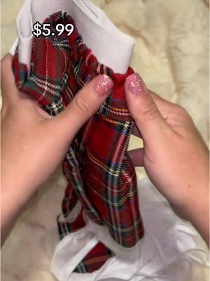 3-piece Women's Lace Red Plaid Skirt Underwear Lingerie Set, Pajama Set, Light, Breathable and Comfortable Home Underwear Exuding Confidence and Unique Charm, Valentine's Day #lingerie #schoolgirl #schoolgirllingerie 