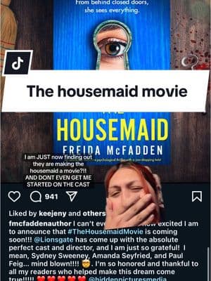 Movie is set for Dec 25 2025, i actually cant wait😭 the cast is sooo perfect too #thehousemaid #freidamcfadden #thehousemaidbook #thehousemaidmovie #BookTok #michelemorrone #sydneysweeney #amandaseyfried #brandonsklenar #fypシ #greenscreen 