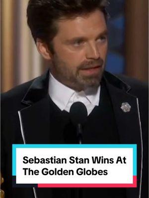 Sebastian Stan talks the importance of vulnerability and acceptance during his #GoldenGlobes speech for #ADifferentMan. #rottentomatoes #movie #movietok #film #film #awards #AwardSeason #sebastainstan #a24