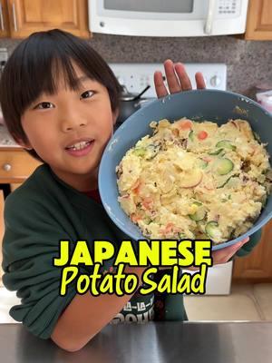 Japanese Potato Salad!  What you need: Potatoes (boiled) - 3 medium Apple - 1/2 Cucumber - 1/2 Carrot - 1/2 Sausage or Ham - 1/2-3/4 cup Egg (hard boiled) - 1 Kewpie Mayo - 1/2- 1 cup Salt + Pepper to taste *jordan doubled the recipe for our get together #japanesepotatosalad #potatosalad #cookingwiththecrunchbros 