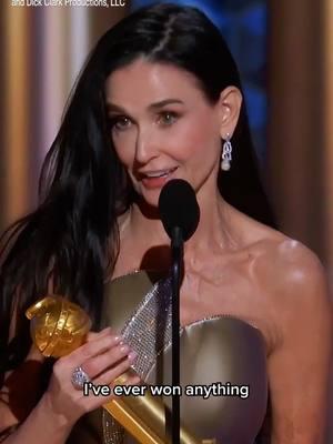 Demi Moore delivered an empowering speech after winning her first-ever acting award at the #GoldenGlobes.