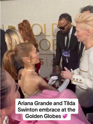 @arianagrande and #TildaSwinton  embrace on the Golden Globes  red carpet 💞 #arianagrande #arianator #tildaswintonedit #goldenglobes #wicked #glinda #awards 