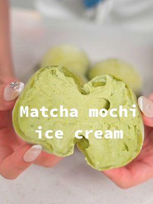 2 ingredient matcha mochi ice cream 🍵 the easiest mochi you’ll ever make #Recipe #dessert #matcha #icecream #baking #japan 