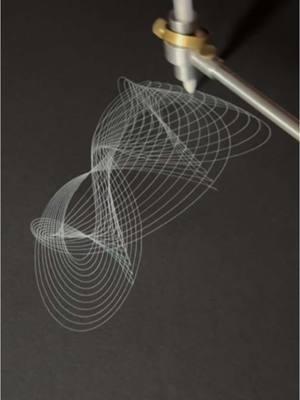 Mechanical drawing tapping into its inner lissajous. These are forms often made on the harmonograph using pendulums instead of gears and pulleys.  #mechanicaldrawing #pulley #gear #lissajous #harmonograph #analog #drawingmachine #ratio 