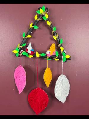 Triangle Shaped Wall Hanging Idea #recycledcrafts #wallhanging #diycrafts 