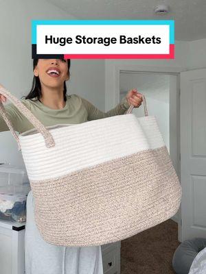 These HUGE storage baskets are amazing! Get multiple and put it all around the house! #storagebasket #baskets #storagehacks #storageideas #wovenbasket 