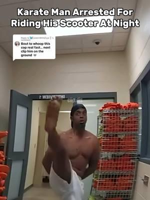 Replying to @🦋CookinWithZoya🍴 Tyrone was detained and brought to the La Crosse County Jail. On the way there, he repeatedly made remarks about wanting a one-on-one fight with the deputy. Upon arrival, he proceeded to show off his martial arts skills and continued urging the officers for a one-on-one confrontation. 😅 #fypシ #duiarrest #bodycams #policevideos 