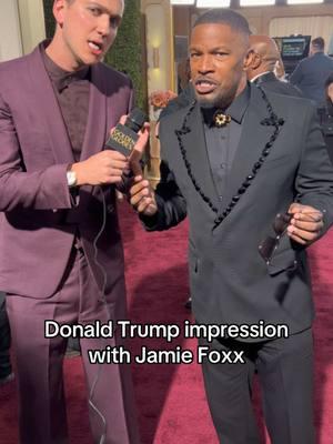 Dueling Donald Trump impression with Jamie Foxx at Golden Globes 😂 #donaldtrump #trump #jamiefoxx #impression 