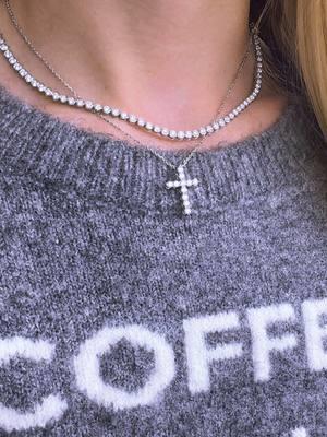 Subtle diamond bezel tennis—just the right look and feel that radiates elegance💎💫💎 Coupled with our brand new diamond cross—just the right size to wear solo or stacked✨ #tennisnecklace #diamondtennis necklace