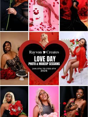 Our Love Day makeup and photography sessions start January 8th and end February 6th 2025. Packages can be found on our website rayvoncreates.com/holidays #rayvoncreates #jaxphotographer #jacksonvillephotographer #jacksonvillemakeupartist #jaxmua 