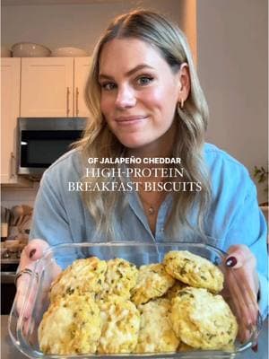 tarting off 2025 with a new high-protein breakfast biscuit flavor!! these biscuits are easily one of my most popular recipes, they’re easy to mix together & freeze well for meal prep—can’t wait for you to try this jalapeño cheddar version!! 🫑🧀 ✨full recipe is below & on my website✨ if you want a meal prep plan with recipes + grocery list for the entire month of January, that’s on my substack now! ingredients: -1 1/2 tbsp avocado or olive oil -1 medium yellow onion, diced -16oz ground chicken -6 eggs -1 1/2 cups shredded cheddar cheese, divided (sub DF cheese) -12oz jar sliced jalapeños in vinegar, drained & chopped -1 1/2 cups blanched almond flour -1/3 cup coconut flour -2 tsp baking powder -2 tsp garlic powder -2 tsp kosher salt -1/2 tsp ground black pepper Preheat oven to 400F and line a baking sheet with parchment. Heat the oil in a skillet over medium, then add the onion and cook for 5 to 7 min, stirring until translucent. Clear the center of the pan and add in the chicken. Cook, stirring constantly, until the chicken is cooked through, 7 to 10 min. Set aside to cool down and drain any excess liquid. Whisk the eggs in a bowl, then add 1 cup of the cheddar cheese, the cooled chicken and onion mixture, and the jalapeños. Mix, then add the almond flour, coconut flour, baking powder, and spices and mix until just combined. Use a large cookie scoop or spoon to make 12-14 evenly sized balls and place them on the baking sheet. Rub oil in your hands and shape each into a biscuit shape by pressing down lightly on the tops. Cover the tops of each with the remaining cheddar cheese. Bake for 13 to 16 min, until the biscuits are firm and starting to brown on the outside. Remove and cool completely on the baking sheet. Refrigerate in a sealed container for up to 4 days or freezer for a month. I like to reheat these from the fridge in the air fryer on 325F for ~5 minutes, or 10-12 minutes from frozen! enjoyy💕 #mealprep #mealprepideas #breakfastmealprep #healthybreakfastideas #highprotein #highproteinmeals #highproteinlowcarb #easyhealthymeals #breakfastideas #glutenfreerecipes 