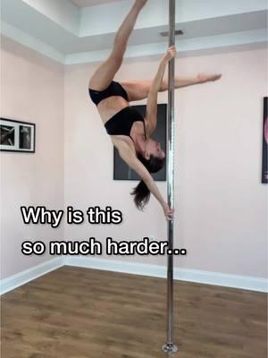 Why tho? 😫 The aerial handspring in the first clip is sooo much more difficult for me than the aerial deadlift.  One would think it would be the other way around, right? Using momentum usually makes a trick easier… Tricks that require momentum like casts, flips, or other dynamic movements are a struggle for me because I don’t train that way.  So, how would I make the aerial handspring feel easier? I’d do some kettlebell swings, box jumps, and practice my casts.  ❓Which do you prefer, dynamic or controlled movements?  #bodybyfran #polestrong 