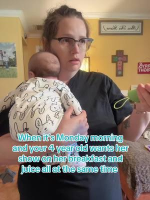 Monday mornings with a newborn and 4 year old #newborn #momof2 #Relatable #momlife #momhumor #sahm #tiredmom 