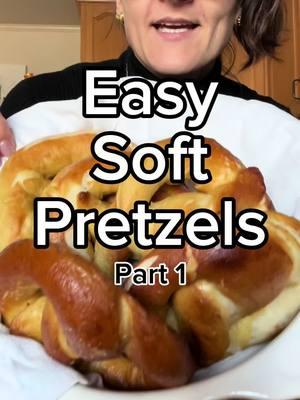 Easy, soft pretzels are fun to make and done within about 2 hours start to finish 🫶🏻 part 2 will be uploaded later today 😎 Recipe from @John Kanell 🫶🏻 ▢ 1 1/2 cups warm water (360mL) at 110F ▢ 1 packet active dry or instant yeast (2 and 1/4 teaspoons) ▢ 1 Tablespoon granulated sugar ▢ 1 teaspoon salt ▢ 2 Tablespoons unsalted butter melted and slightly cool ▢ 4 cups all-purpose flour, plus more for sprinkling on counter (480g) ▢ coarse sea salt for sprinkling flaked or coarse #easypretzelrecipe #softpretzelrecipe #softpretzels #pretzeltutorial 