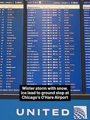 At Chicago O'Hare International Airport, a ground-stop was issued through 9:30 a.m. Monday, with more than 100 flights canceled, according to flychicago.com. A ground delay remained in effect, with average delays over 2 hours as winter weather continued, the FAA said. Read more at the 🔗 in our bio. #ohareairport #ord #chicagowinter #chicagoweather