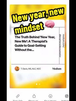 New year, new mindset 🧠✨ Set goals that inspire you, not break you. 💙 It’s all about growth, not perfection. Want to learn how to set goals without self-destruction? 💪 Check out the link in the comments to my latest article! 📝 #NewYearsResolutions #MentalHealthMatters #GoalSetting #2025Goals #SelfCare #GrowthJourney #BalancedGoals #SmallStepsBigResults #Motivation #NewYearNewYou