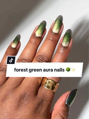 forest green aura nails 🌳✨ products used: enemies to lovers, something wicked, & totally gelly.   #auranails #greennails #velvetnails #gradientnails #nailinspo #nailart #diynails #diynailsathome 