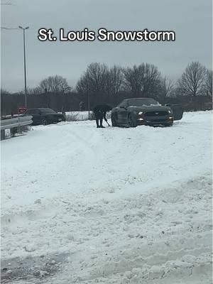 Anyone else get stuck? Snowstorm in St. Louis leaves many drivers struggling on roads! Avoid driving in these conditions! #snow #ice #sleet #visibility #snowstorm #winter #weathertok #winterweather #snowforecast #missouri #stl #fyp #cars #carsinsnow #carsoftiktok #2025 #meteorologist #snowday #dontdrive #snowyroads 