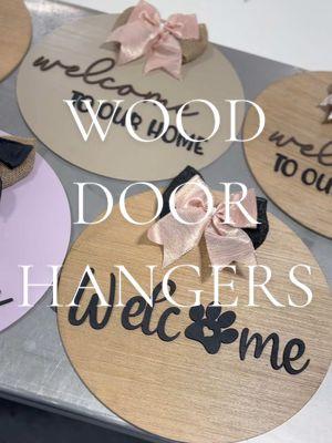 You’ll be able to see these completed products for sale on my NEW Etsy Shop 🛍️ linked in bio #woodsigns #lasercutter #doorhangers #doorhanger #doorhangersoftiktok #doorhangersign #signmaker #woodblanks #lasercuttingmachine 