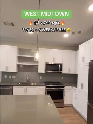 $1682 + 6 WEEKS FREE • 1/1 • 769sqft 🥳 West Midtown — We've got a New Year's resolution for you 🫵 Save. Money. On. Rent. 🤑 Snag this STUNNING 1 bed on the low PLUS 6 weeks free! 🤯 AND with a walk score of 89, think of all the money you'll save not paying for gas 👀 The amenities speak for themselves — check this one out 👇 PROP PERKS: ☀️ Sparkling saltwater pool  🛍️ Onsite self-service micro market 💪 24/7 HIIT-inspired fitness center 🎱 Clubroom with billiards, ping pong, and entertainment kitchen 🚶 Walk score of 89 (this is so ideal!!) 🐶 Pet spa + grooming station 🏙️ Skyline views CLOSE TO: ☕️ Costa Coffee 🌮 Bartaco 🍴 Food Terminal 🍔 @WestsideProvisions 🍻 @Ormsbys 🛍️ Target Wanna move in ASAP?  📲 DM us or comment below to get connected with an agent! — *Must quality on 3x the rent. *802sqft 1/1 shown; finishes may vary. — #atl #atlantaga #atlantaapartments #atlantageorgia #smartcity #smartcitylocating #apartmenttour #westmidtown #apartmenthunting #westmidtownatl