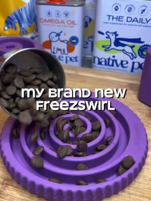 How cute is this new FreezSwirl! 💜 I love making these #dogsnacks using these #dogenrichment feeders from @Freezbone! #dogfeeding #dogsupplements #dogslowfeeders 