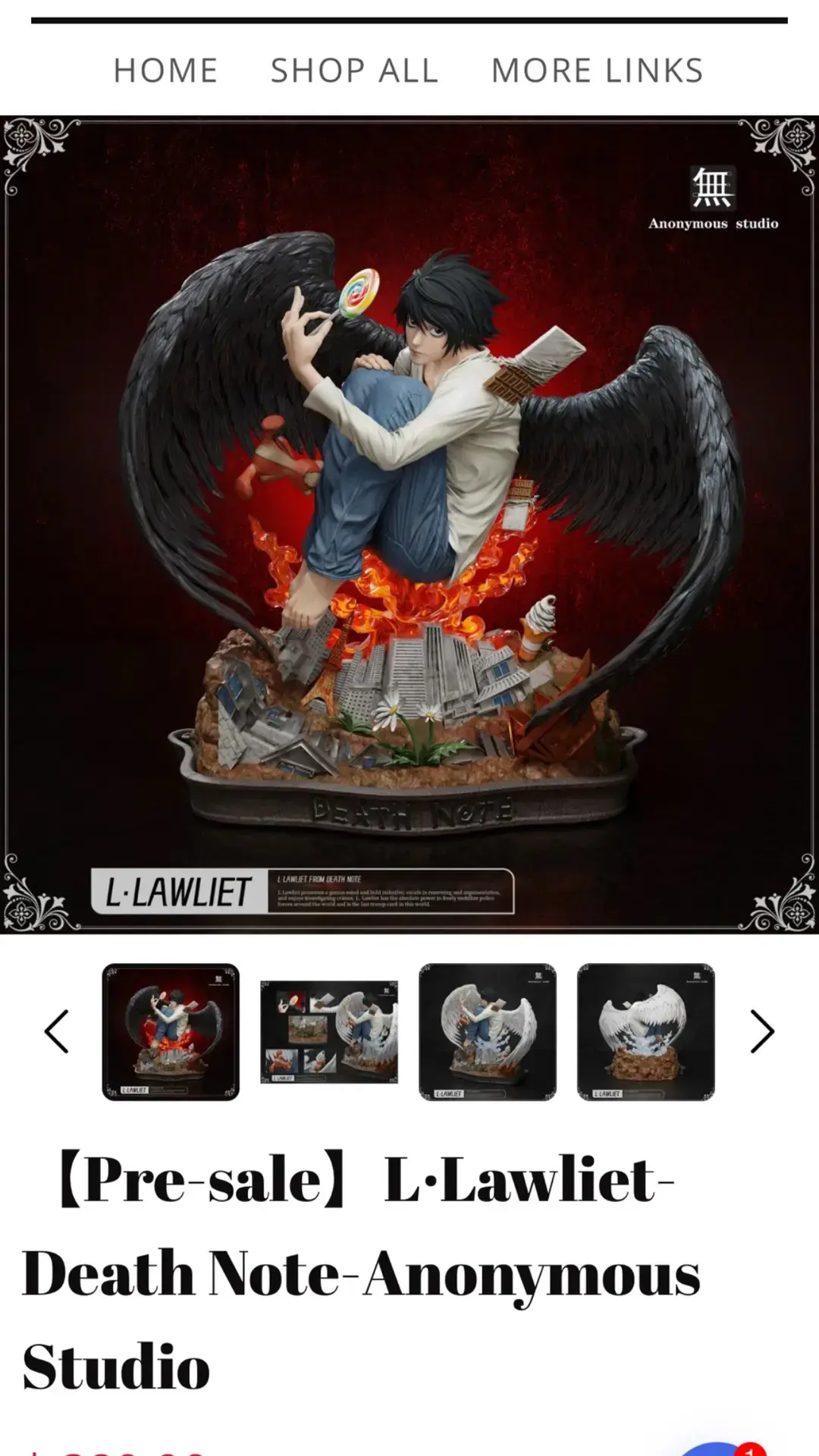 i found 3 websites so far that i am familiar with that have the figure open for preorder.  i’m waiting for favor gk to pick it up though lol  #deathnote #デスノート #collection #anime #llawliet #resinstatue 