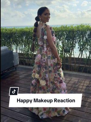 We love seeing a happy reaction from our bride! 🥰 #bridalmakeup #southasianbride #destinationwedding #makeupreveal #makeuptransformation  south asian bride, bridal makeup, high demand areas, cancun destination wedding, dream wedding look, makeup transformation, bridal beauty, peak wedding season, bridal wedding lehenga, makeup reaction, makeup reveal, colorful eyeshadow 