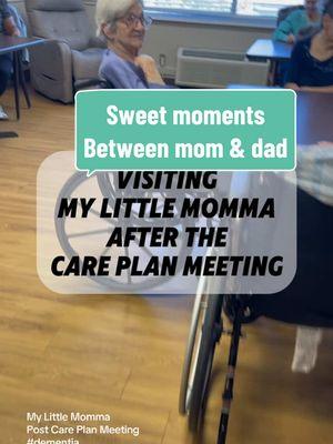 I know you guys love seeing sweet moments between mom and dad! This post is filled with them! You can get a sense of them and also the laughter/humor between them! This was right after our care plan meeting. So during our quick visit her feet pads were brought and attached to the wheelchair. After our visit the head nurse was upstairs waiting to observe mom eating lunch. It was nice to see changes being made so quickly after our meeting. Praying improvements continue. #mylittlemomma #calm #serene #goodsideofdementia #dementia #alzheimers #dementiaawareness #dementiacare #alzheimersawareness #dementiasupport #dementiafriendly #memorycare #memoryloss #caregiver #caregiversupport #seniorcare #elderlycare #homecare #assistedliving #seniorliving #eldercare #elderabuse #nursinghomeabuse #neglect #abuse #hospice #palliativecare #endoflifecare #ombudsman #patientrights #careplanmeeting #family #familyfirst #mymom #mothersoftiktok #daughtersoftiktok #mothersanddaughters 