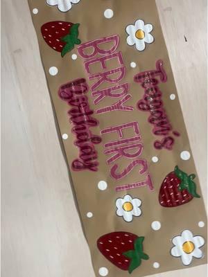 Custom event banners are available for purchase on my website!  www.marleighmadeit.com  #handpainted #shopsmall #shopsmallbiz #SmallBusiness #smallbusinessowner #DIY #custom #fyp #foryoupage #handpaintedbanner #eventbanner #custombanner #handpainteddecor #customdecor #partydecor #partybanner #firstbirthday #berryfirst #berryfirstbirthday #berryfirstbirthdaydecor #berryfirst #birthdaybanner #girlybirthday #girlbirthdaytheme #girlbirthdayparty #marleighmadeit 