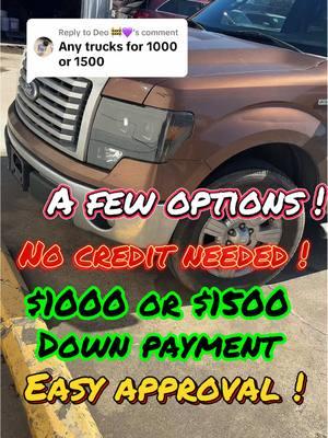 Replying to @Deo 🚧💜 #downpayment #español #buyherepayhere #inhouse #buyhere #nocredit #nodriverslicense #texas #houston #pasadenatx #cardealership #1000 #galveston #carros #fun #usedcars #cars #todos #gmc 