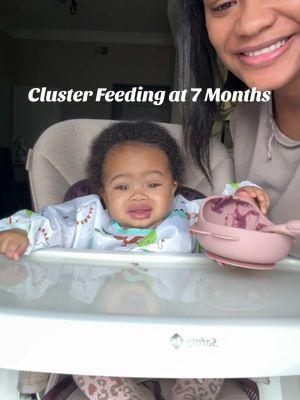 I honestly thought cluster feeding was a thing of the past. This is Ava's first time trying blueberries and bananas lol I think she likes them. Did your baby cluster feed this late? #momlifeunfiltered #clusterfeeding #firsttimemom #7monthsold #homemadebabyfood #creatorsearchinsights 