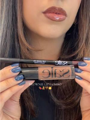 will always love a brown lip combo 🤎🫦💄@Saie tease lip liner + push glossybounce #lipcombo #lipcombos #brownlipcombo #brownlipgloss #brownliplinertutorial #navynails #saielipliner #saielipoil 