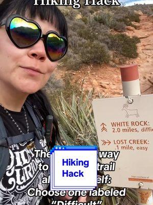 Hiking Hack: The more difficult trails will always have fewer people on them. It’s true in hiking and it’s true in life! #hikinghack #getoutsidemore #hikertok #trekkinglife #redrockcanyon #redrocknevada #onthisday 