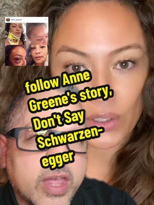 Anne Greene, @AnneimalGreene   here on tiktok, is rapidly nearing the end of her tragic saga about her horrific beating at the hands of a group of Hollywood elites that almost unalived her, left her with severe PTSD, and still having paid for their crimes. this is the perfect time to stary bingewatching Dont Say Schwarzenegger. #breakingnews #ptsd  #annegreene #arnoldschwarzengegger  #blazepizza #tmz #hollywood #corruption 