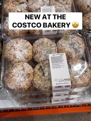 😋 NEW Almond Croissant Pastry at the Costco Bakery! These delicious new treats are made with a butter croissant dough, sliced almonds, almond filling, and powdered sugar…they look phenomenal! 😍 Get 6 for $11.99. #costco #costcofinds #almondcroissant #pastrylover 