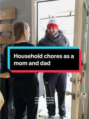 I’d love to know how you divide up household chores as parents!! My husband and I try to divide up the household chores as even as we can—some days it’s 50/50, some days it’s 80/20 but this is what works for us! #householdchores #runningahousehold #momsanddadsoftiktok #creatorsearchinsights #householdrules #choresinthishouse #relatable #realisticlifestyle #realisticmomlife #momlife responsibilities as a mom | household chores | family chores | relatable mom content 