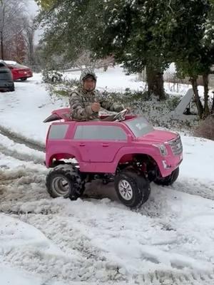 #pinkcadillac #powerwheels #snow #snowday #fun #follow #hugosgokartshd #newtires 