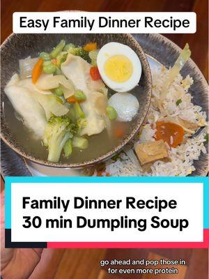 Homemade dumpling soup in under 30 minutes! #familydinnerrecipe #familydinneridea #easyfamilydinner #healthyfamilydinner #healthydinner #creatorsearchinsights 