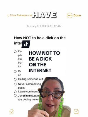 How NOT to be a dick on the internet. What should I cover next? #internettrolls #meancomments #socialmediatips #internetculture #mindsetshift #comfortcreator 