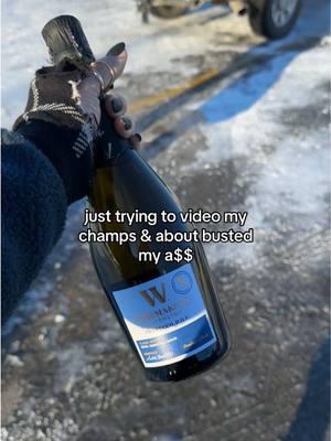 Ima fall risk 😅 #winter #champagne #icyroads #winterbreak #fallrisk #prosecco 