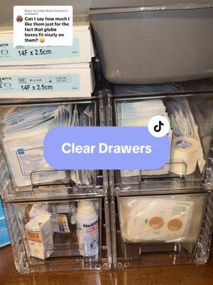 Replying to @Linda Marie Heinrich every medical parent needs these stackable clear drawers 😂👏 #cleardrawers #clearstorage #clearstoragecontainers #storage #organize #organizedhome #organization #organizingtiktok #gtube #gtubelife #medicalmom #medicalsupply #medicalsupplies 