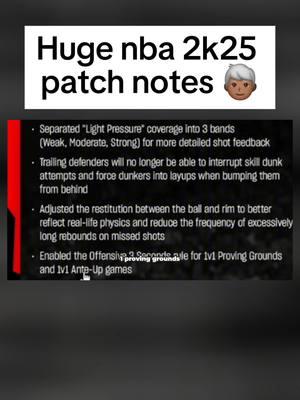 Huge nba 2k25 patch notes 👨🏾‍🦳 #2k25 #nba2k25 #2kcommunity #2kcontentcreator #swante #zswantzybaby 