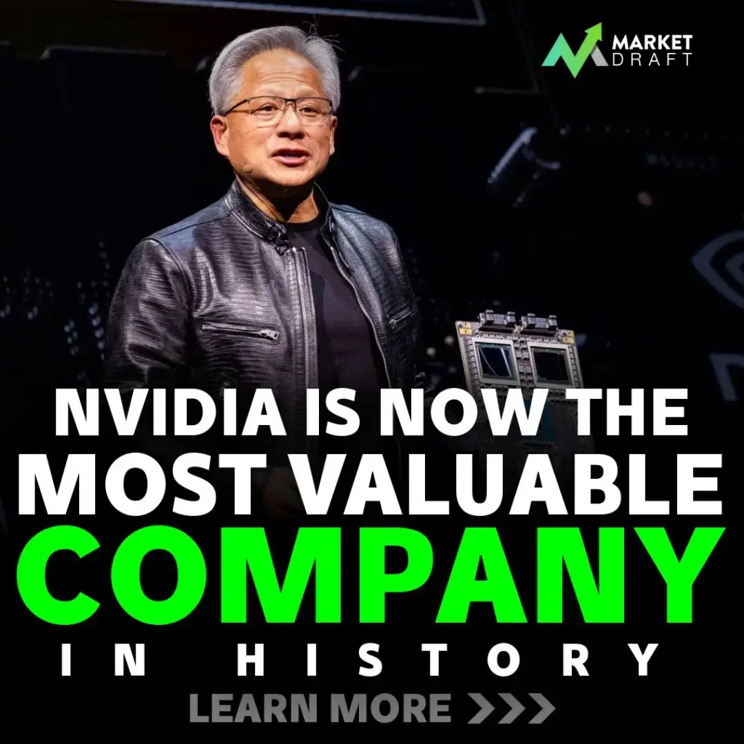 BREAKING: Nvidia is now the world's most valuable company, surpassing Apple in a tech shake-up that reflects the growing dominance of artificial intelligence. #Marketdraft #Stockmarket #stockmarketnews #nvidia #nvidiastock #nvidiageforce #nvidiaexplained Nvidia stock nvidia stock explained #daytrading #daytradinglifestyle #stocktrends #stocknews #stonks #stocktok #stocktock #fyp #foryou gamestop stock #gamestop #gamestockstock #gme #gmearmy #apes #wallstreetbets #crypto #coinbase #bitcoin 