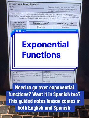 If this topic is confusing your students I have an entire unit of scaffolded guided notes in both English and Spanish, ➡️comment “exponential” and I’ll send you the unit link 🔗  #mathteacher #algebra1 #maths #exponential #mathnotes 