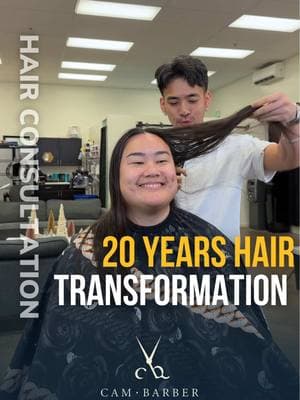 20 Years of Transformation 😳 She came in with long hair and had never tried a short hairstyle before. Today, she decided to cut it all off and go for a short look for the very first time in her life. After styling haircut with a brushed-back mullet, she was so happy with the result  #barber #cambarber #hawaiibarber #hairtransformation #hairstyle #asianhairstyle #transformation 