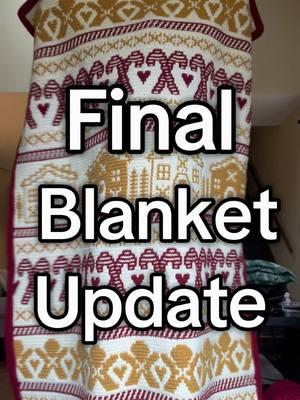 Final blanket update! My mom loves it and said she’s going to use it all year  #crochet #yarn #craft #fiberart #yarntok #crochetersoftiktok #crochettiktok #gingerbread #juniperandoakes #gingerbreadcal #mosaiccrochet #crochetblanket #mosaiccrochetblanket #hook #reaction 