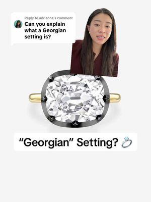 Replying to @adrianna #greenscreen Georgian engagement ring aka cut down setting aka I like to explain them as a metal halo with prongs 🤭 Is this your vibe — why or why not? #zendayaengagementring #jessicamccormack #roennyc #eastwestengagementring 