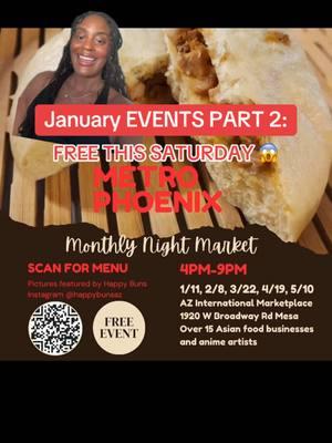 FREE EVENT this weekend in Arizona! Night Markets are backkkk! The first one is this Saturday 1/11 in Mesa! There’s Always some BOMB food spots there! Are you guys going?! 👀 #arizona #phoenix #mesa #nightmarket #arizonaactivities #phoenixactivities 