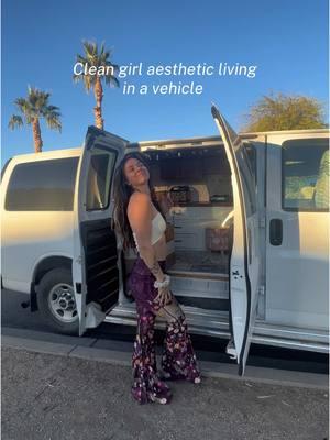 Do I match my van’s vibe?? #girliethings #cleangirlaesthetic #vanlife #dirtbag 